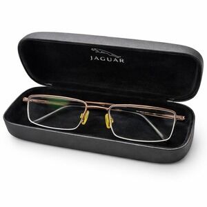 Jaguar 35057 Titanium Semi Rimless Eyeglasses Gold Rectangle 56-16-145 Frame
